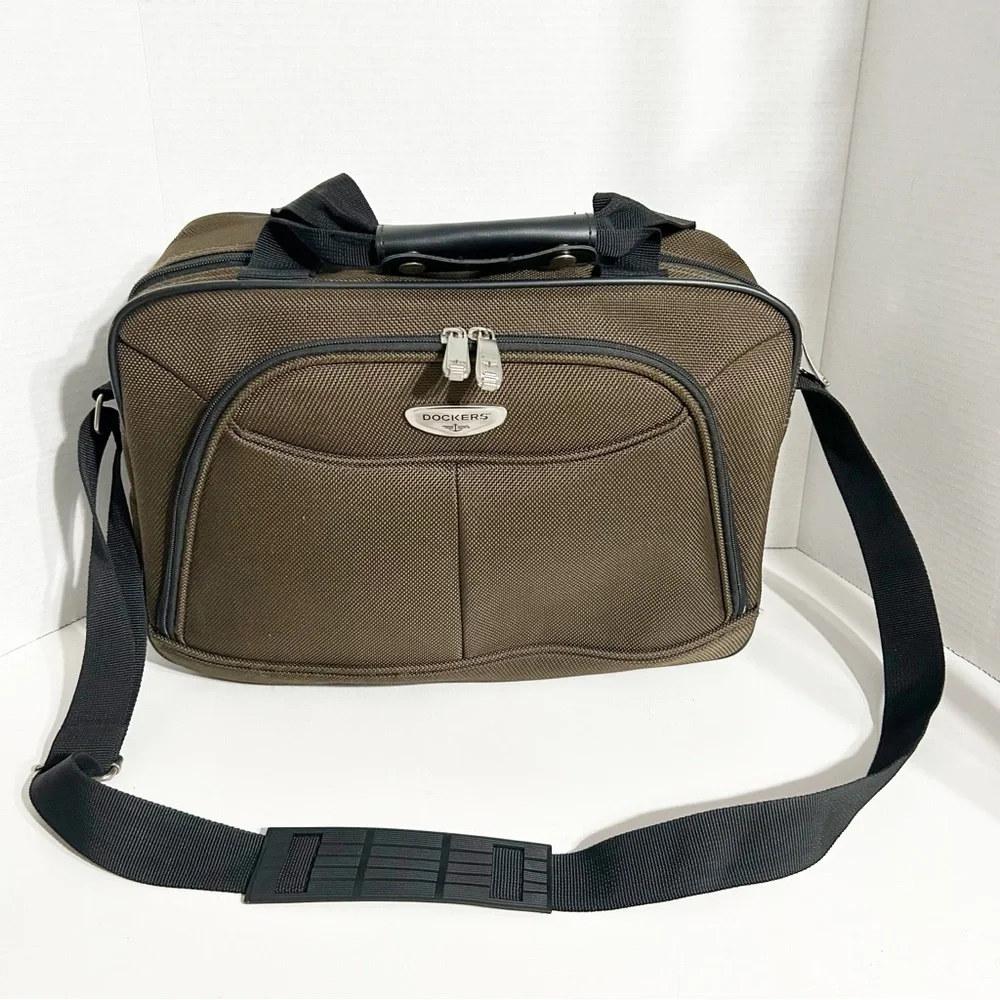 Dockers Double Compartment Carryon Travel Suitcase Bag Adjustable Shoulder Strap